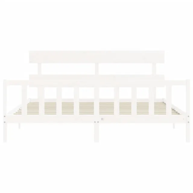 Cadre de lit sans matelas blanc bois massif de pin
