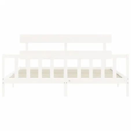 Cadre de lit sans matelas blanc bois massif de pin