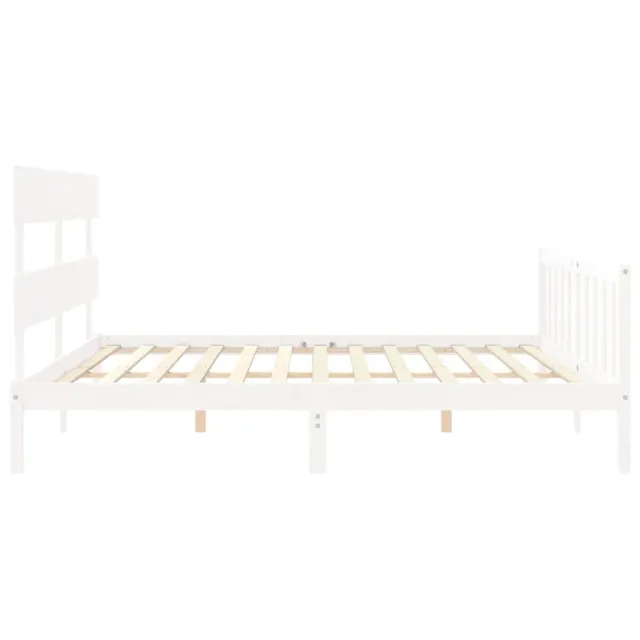Cadre de lit sans matelas blanc bois massif de pin
