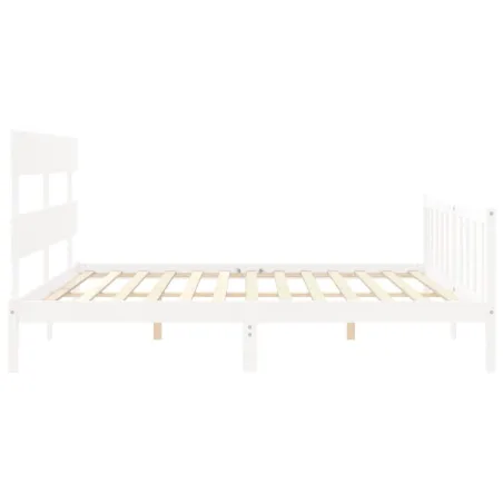 Cadre de lit sans matelas blanc bois massif de pin