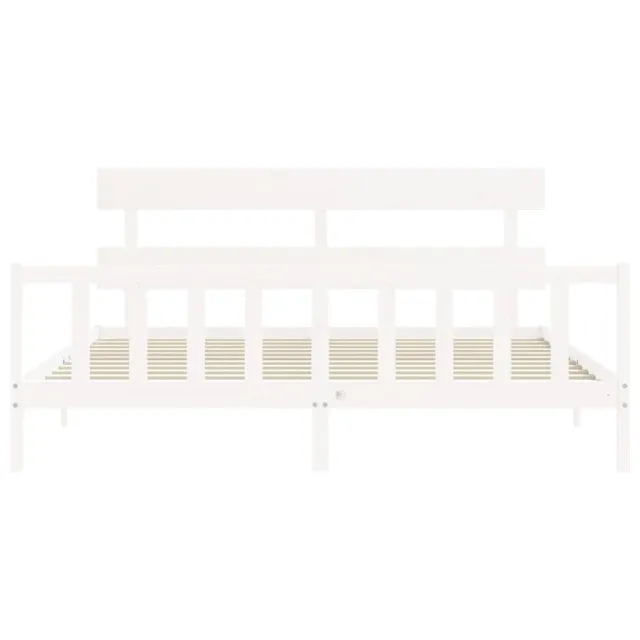 Cadre de lit sans matelas blanc 200x200 cm bois massif de pin
