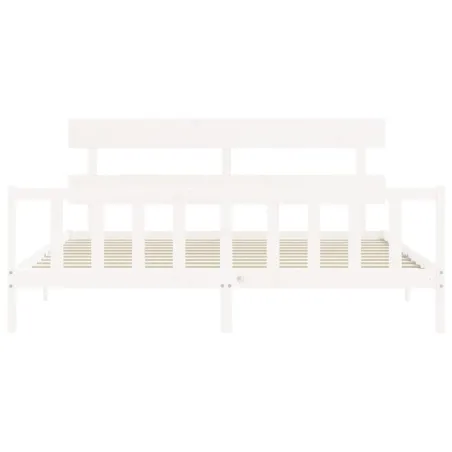 Cadre de lit sans matelas blanc 200x200 cm bois massif de pin