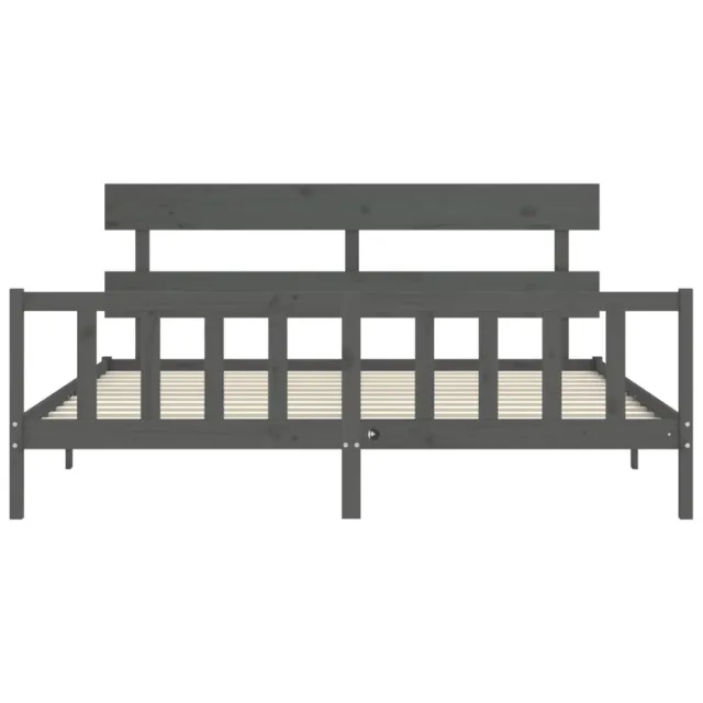 Cadre de lit sans matelas gris 200x200 cm bois massif de pin