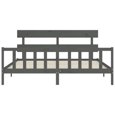 Cadre de lit sans matelas gris 200x200 cm bois massif de pin
