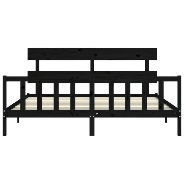 Cadre de lit sans matelas noir 200x200 cm bois massif de pin