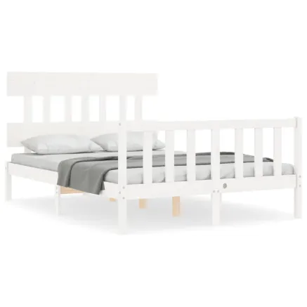 Cadre de lit sans matelas blanc bois de pin massif 2