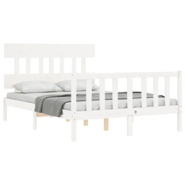 Cadre de lit sans matelas blanc 140x190 cm bois de pin massif