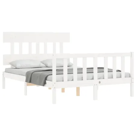 Cadre de lit sans matelas blanc 140x190 cm bois de pin massif