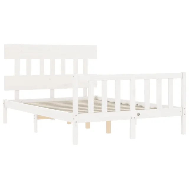 Cadre de lit sans matelas blanc 140x190 cm bois de pin massif