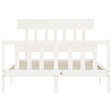 Cadre de lit sans matelas blanc 140x190 cm bois de pin massif