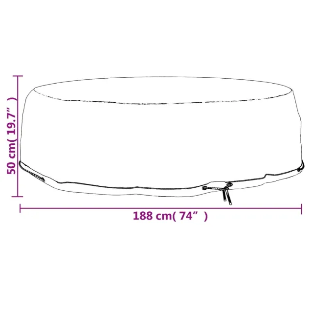 Housse pour salon îlot 8 œillets Ø188x50 cm rond