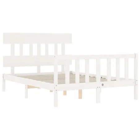 Cadre de lit sans matelas blanc 140x200 cm bois de pin massif