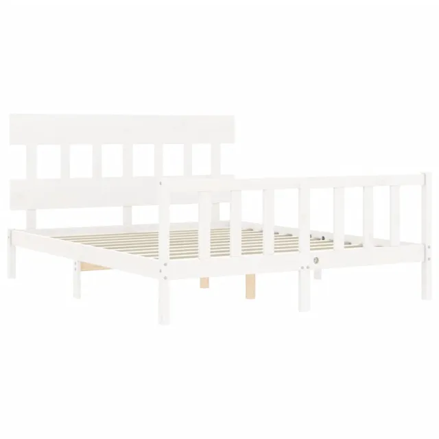 Cadre de lit sans matelas blanc 160x200 cm bois de pin massif