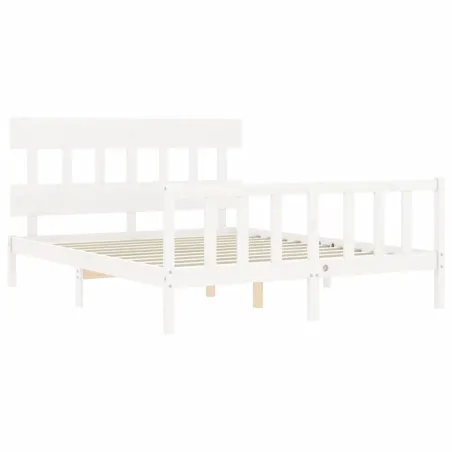 Cadre de lit sans matelas blanc 160x200 cm bois de pin massif