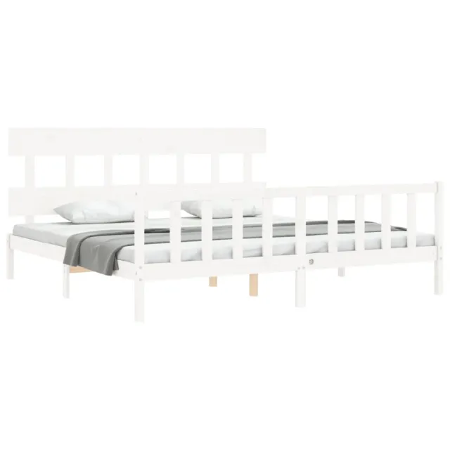 Cadre de lit sans matelas blanc bois massif de pin