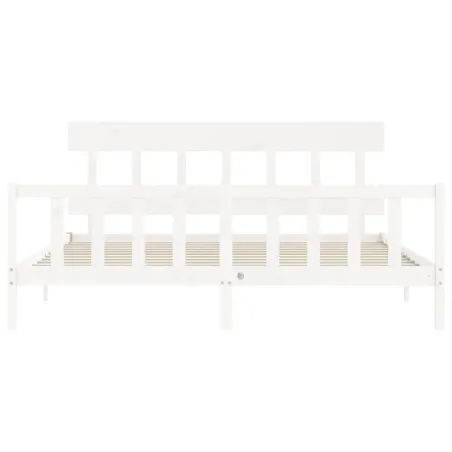 Cadre de lit sans matelas blanc bois massif de pin