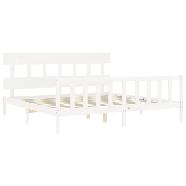 Cadre de lit sans matelas blanc 200x200 cm bois massif de pin