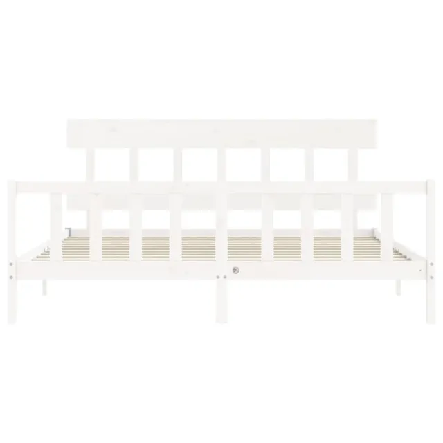 Cadre de lit sans matelas blanc 200x200 cm bois massif de pin