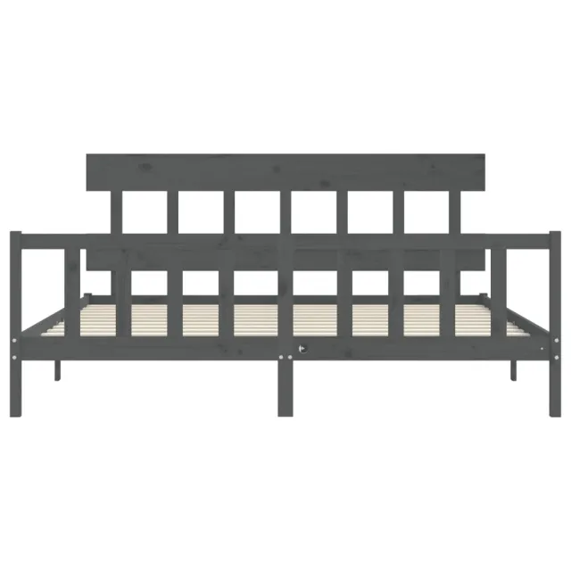 Cadre de lit sans matelas gris 200x200 cm bois massif de pin