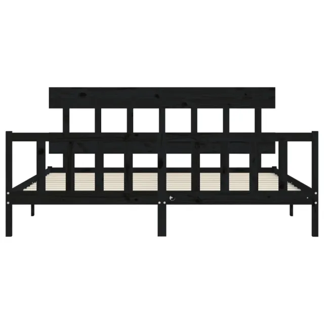 Cadre de lit sans matelas noir 200x200 cm bois massif de pin