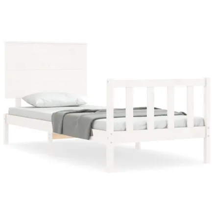 Cadre de lit sans matelas blanc bois de pin massif 2