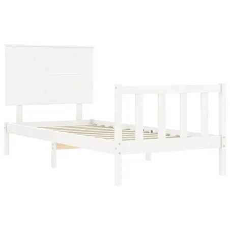 Cadre de lit sans matelas blanc bois de pin massif