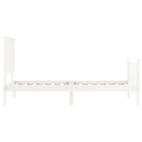 Cadre de lit sans matelas blanc bois de pin massif