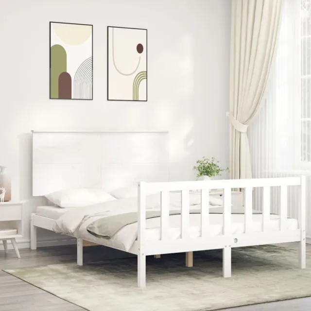 Cadre de lit sans matelas blanc bois de pin massif