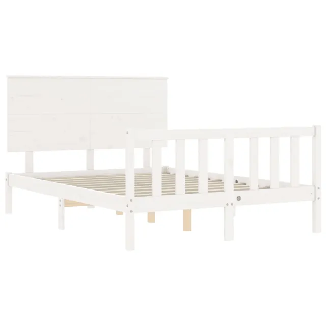 Cadre de lit sans matelas blanc bois de pin massif