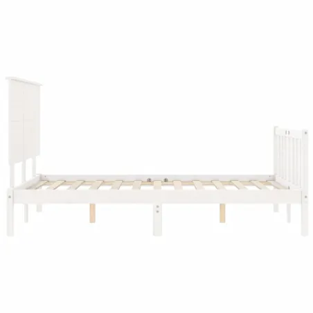 Cadre de lit sans matelas blanc bois de pin massif