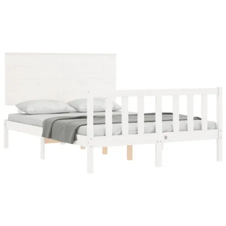 Cadre de lit sans matelas blanc 140x190 cm bois de pin massif