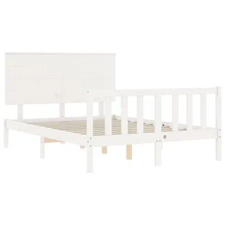 Cadre de lit sans matelas blanc 140x190 cm bois de pin massif
