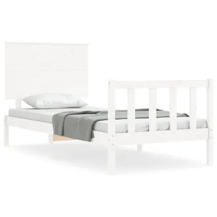 Cadre de lit sans matelas blanc 90x200 cm bois de pin massif 2