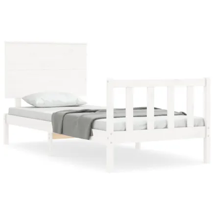 Cadre de lit sans matelas blanc 100x200 cm bois de pin massif 2