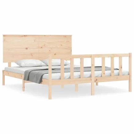 Cadre de lit sans matelas bois de pin massif 2