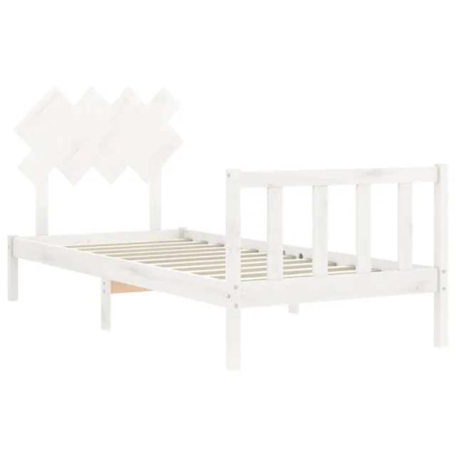 Cadre de lit sans matelas blanc bois de pin massif