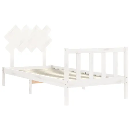 Cadre de lit sans matelas blanc bois de pin massif