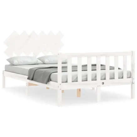 Cadre de lit sans matelas blanc bois de pin massif 2