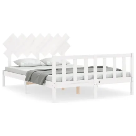 Cadre de lit sans matelas blanc 140x190 cm bois de pin massif 2