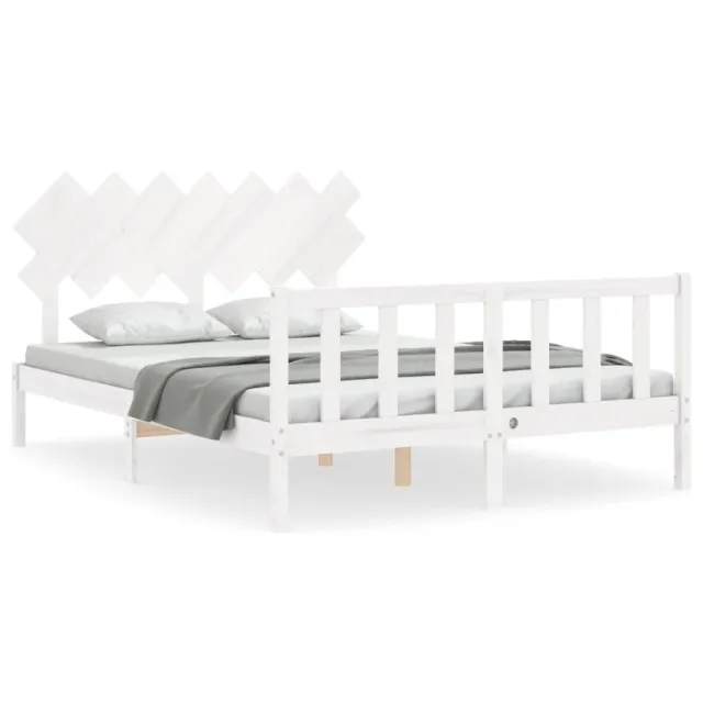 Cadre de lit sans matelas blanc 140x190 cm bois de pin massif