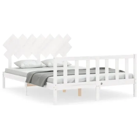 Cadre de lit sans matelas blanc 140x190 cm bois de pin massif