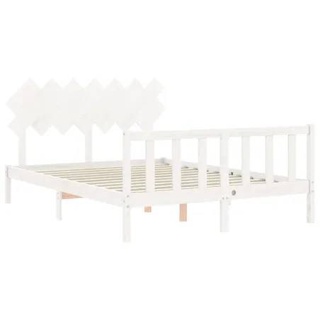 Cadre de lit sans matelas blanc 140x190 cm bois de pin massif