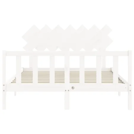 Cadre de lit sans matelas blanc 140x190 cm bois de pin massif