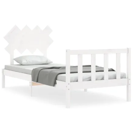 Cadre de lit sans matelas blanc 90x200 cm bois de pin massif 2