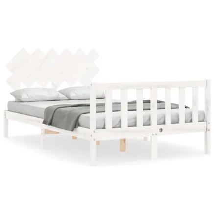 Cadre de lit sans matelas blanc 120x200 cm bois de pin massif 2