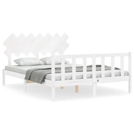 Cadre de lit sans matelas blanc bois de pin massif 2