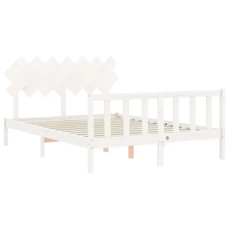 Cadre de lit sans matelas blanc bois de pin massif