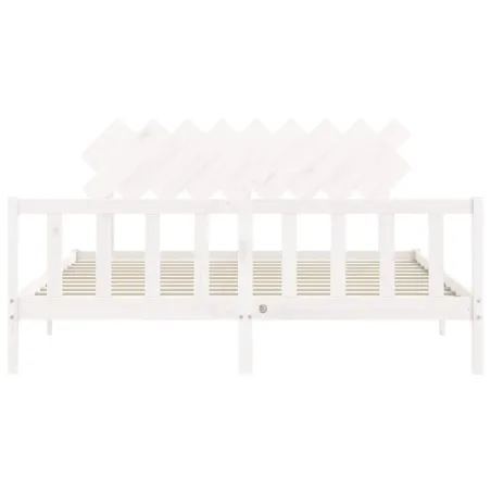 Cadre de lit sans matelas blanc bois massif de pin