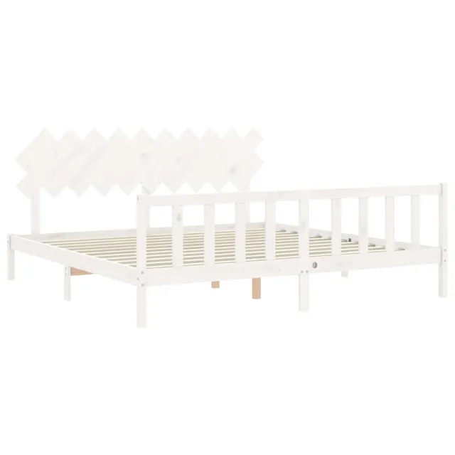 Cadre de lit sans matelas blanc 200x200 cm bois massif de pin