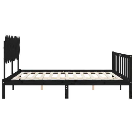 Cadre de lit sans matelas noir 200x200 cm bois massif de pin